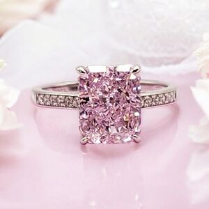 2.5 Ct Pink Zircon Sterling Silver Statement Ring